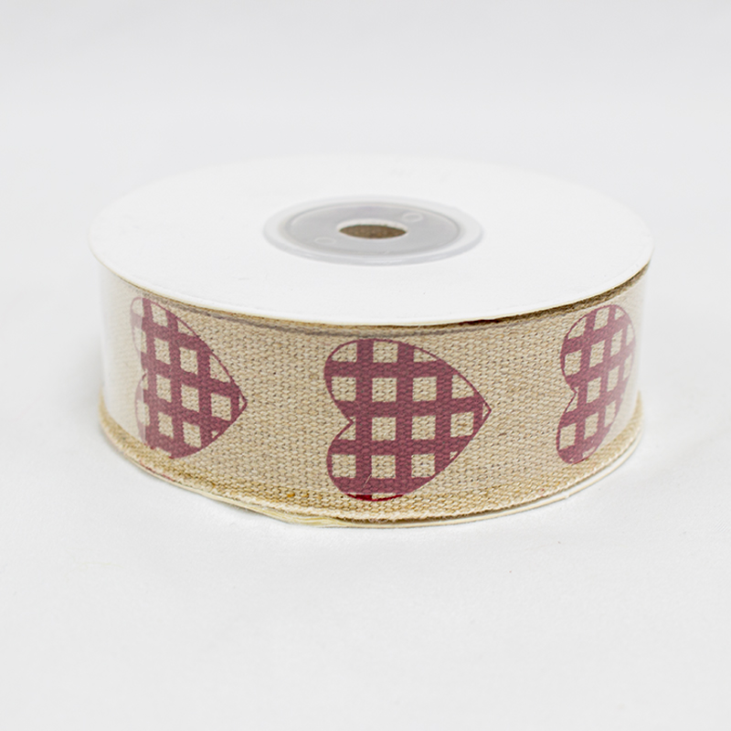 Fital C/ Coração  25mm x 10mt Natural e vermelho