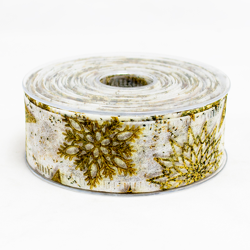 Fita Decofibra Estrelas de Natal 40mm x 25mt - Dourado