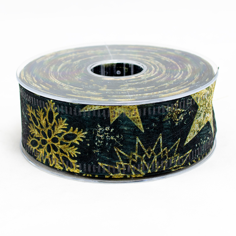Fita Decofibra Estrelas de Natal 40mm x 25mt - Preto