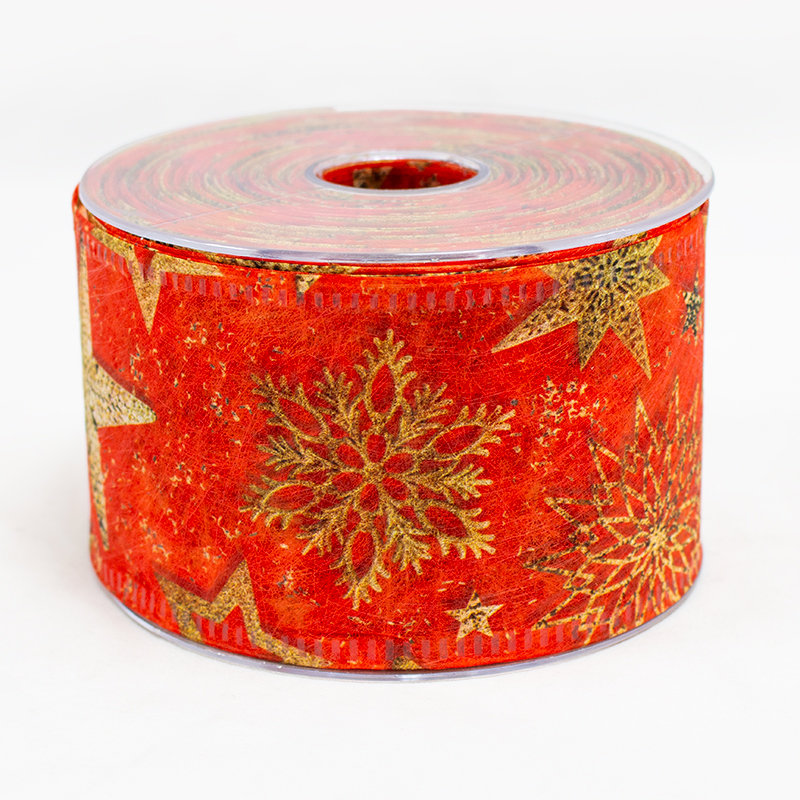 Fita Decofibra Estrelas de Natal 70mm x 25mt - Vermelho