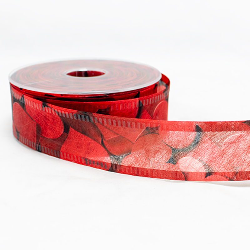 Fita Decofibra Corações 40mmx25mt - Vermelho