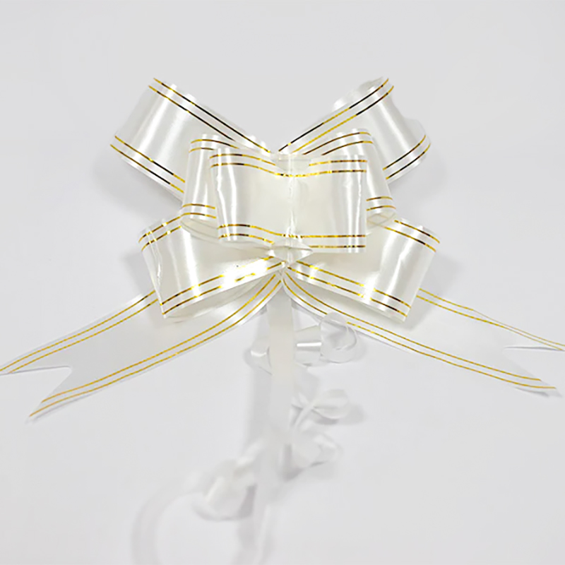 Fita Laço Branco C/Fio Ouro 5x85cm (10Un)