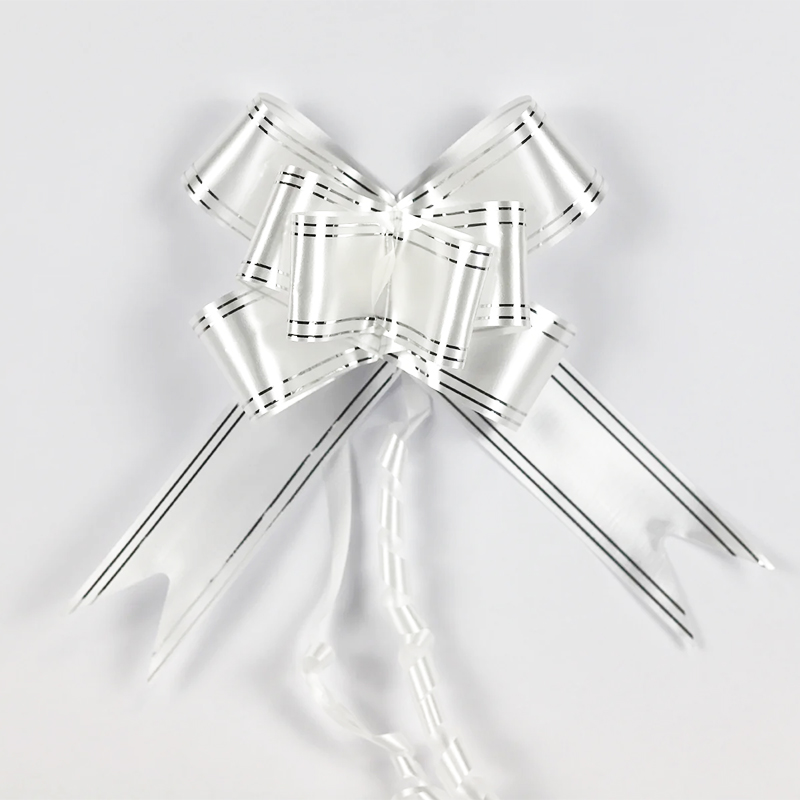 Fita Laço Branco C/Fio Prata 5x85cm (10Un)