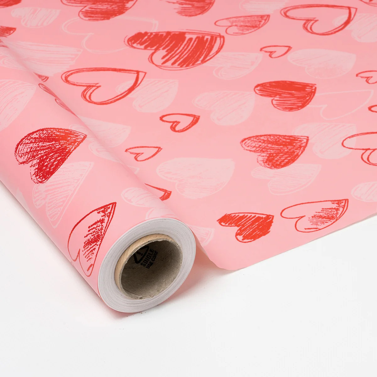 Rolo Pakper Corações Brancos/ Vermelhos  70 x 50m