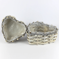 Conjunto Base Mad. Coração B/N 23x12cm (2 Un)