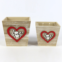 Conj. Base Mad. C/Coração +Love You 13x13x13cm (2 Un)