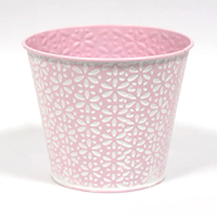 Base Metal C/Flores 12x14.5cm (Un) Rosa