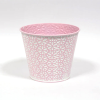 Base Metal C/Flores 11x13cm (Un) Rosa