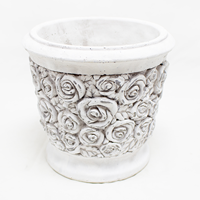 Base Cerâmica C/ Rosas 19x18cm - Branco