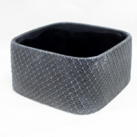 Base Cerâmica Preto C/Relevo 22x22x11cm