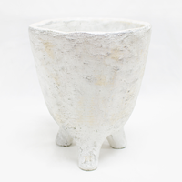 Vaso Cerâmica C/ Pé  17.5 x 21cm Branco/Prata