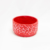 Vaso Cerâmica Vermelho com Corações  14x8 cm