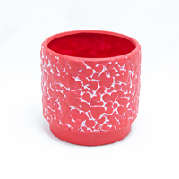 Vaso Cerâmica Vermelho com Corações  13x12 cm