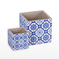 Conjunto Vasos Cerâmicos - padrão Azulejo