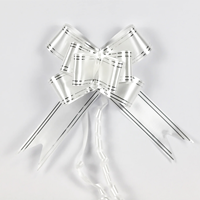 Fita Laço Branco C/Fio Prata 5x85cm (10Un)