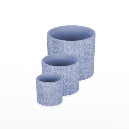 conjunto Vaso Cer&acirc;mica  - Azul/Branco