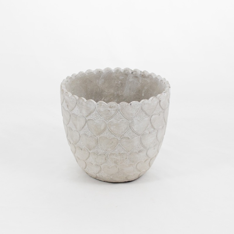 Vaso Cer&acirc;mico redondo - com cora&ccedil;&otilde;es