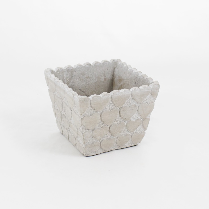 Vaso Cer&acirc;mico rectangular - com cora&ccedil;&otilde;es