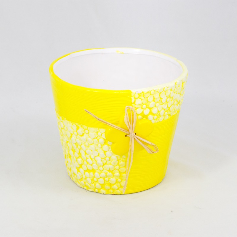 Vaso em cer&acirc;mica decorado com Flor