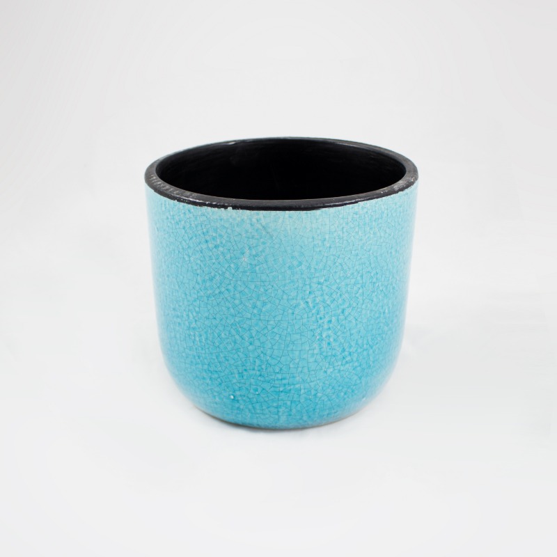 Vaso Cer&acirc;mica Crackle - Azul