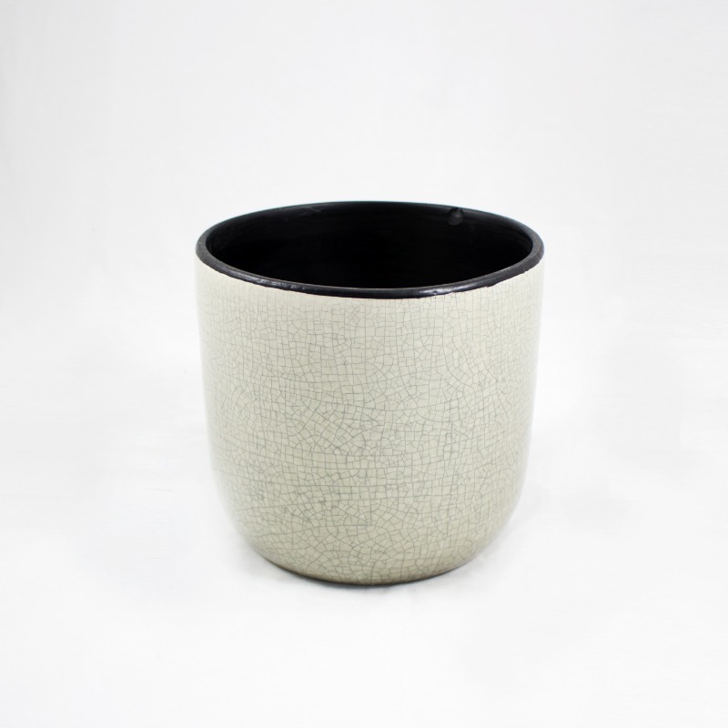 Vaso Cer&acirc;mica Crackle - Cinza