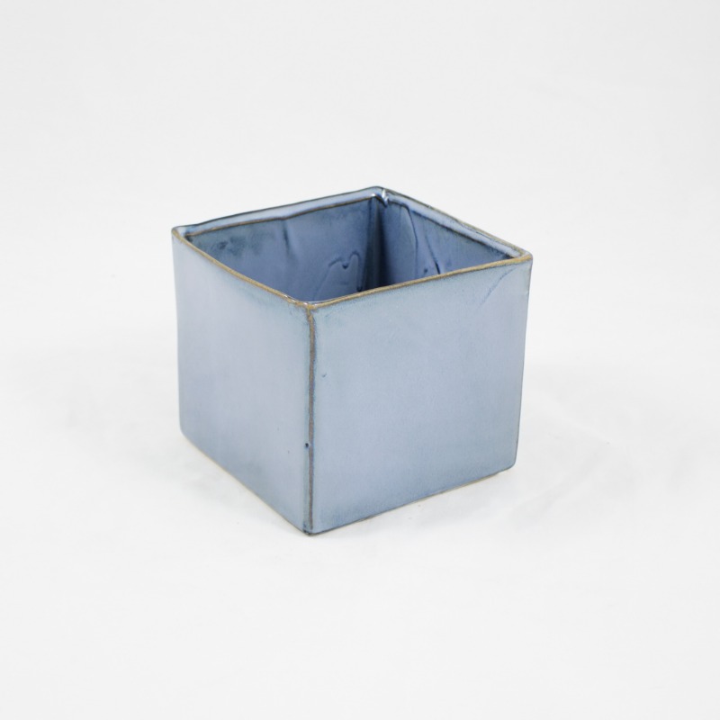 Cubo Cer&acirc;mica Azul com rebordo em dourado