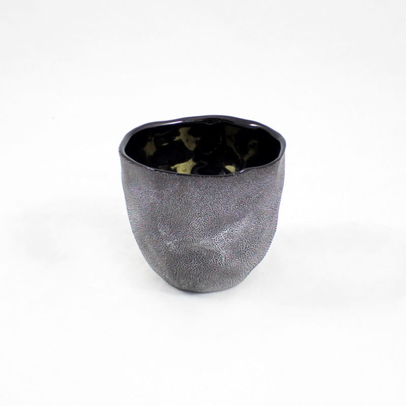 Vaso Cer&acirc;mica Rugoso - Preto