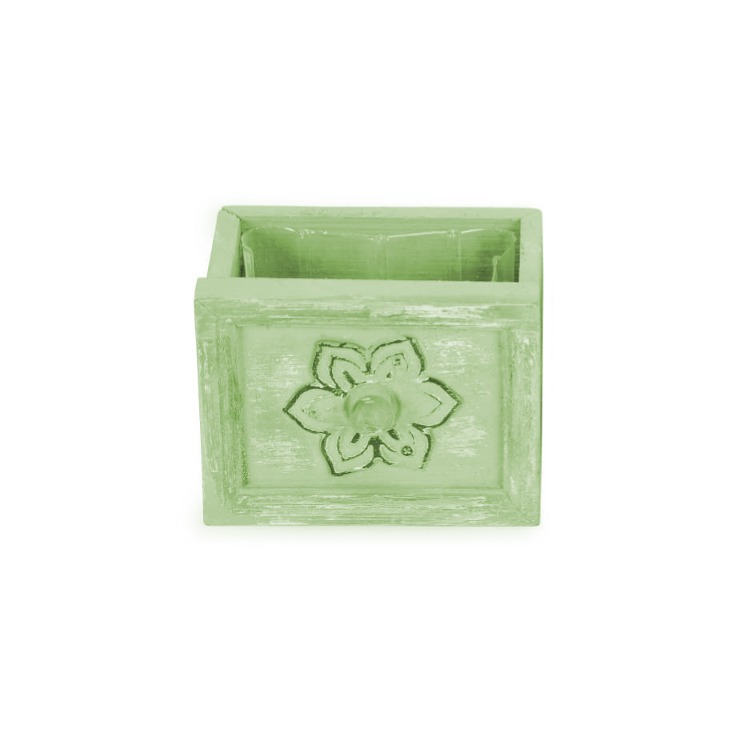 Gaveta Madeira com flor - verde Claro