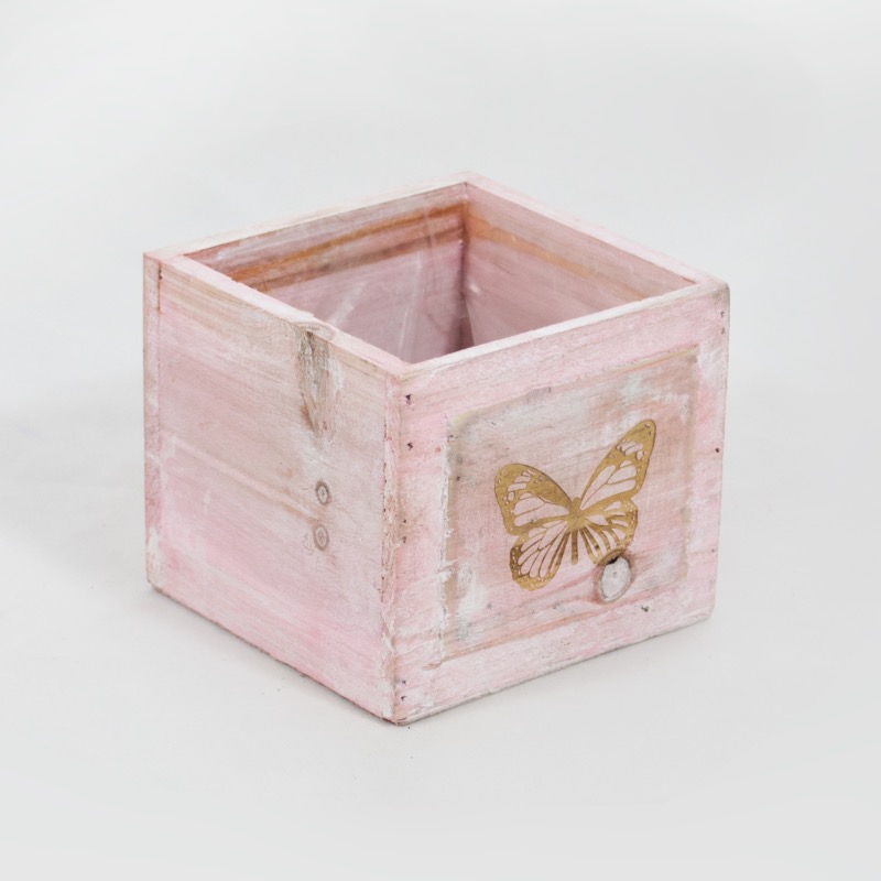 Caixa de Madeira pintada a rosa