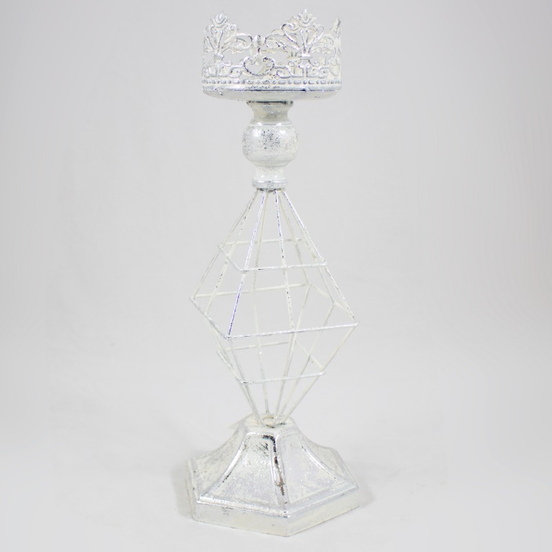 Candelabro de Metal Prata 38cm