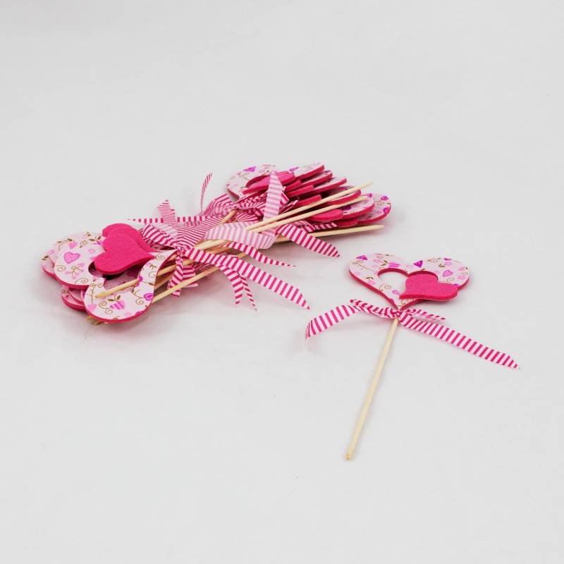 12 un - Pick em forma de Coraçãocom laço