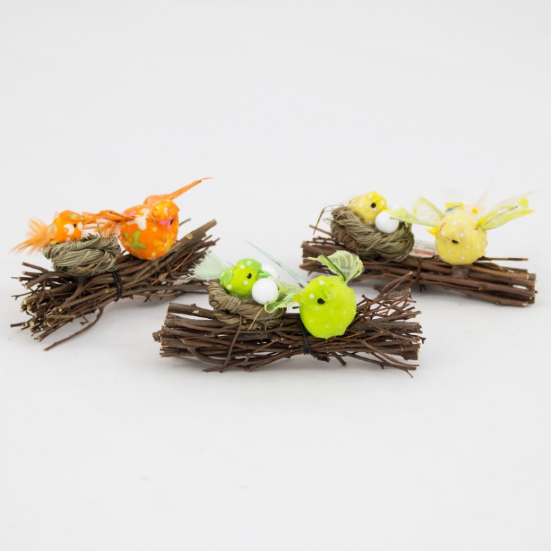 6 un - Passaro no ninho com tronco