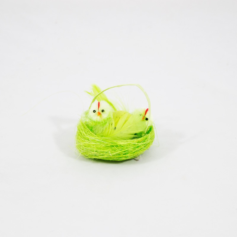 Cesta Verde com pintainhos - 7cm