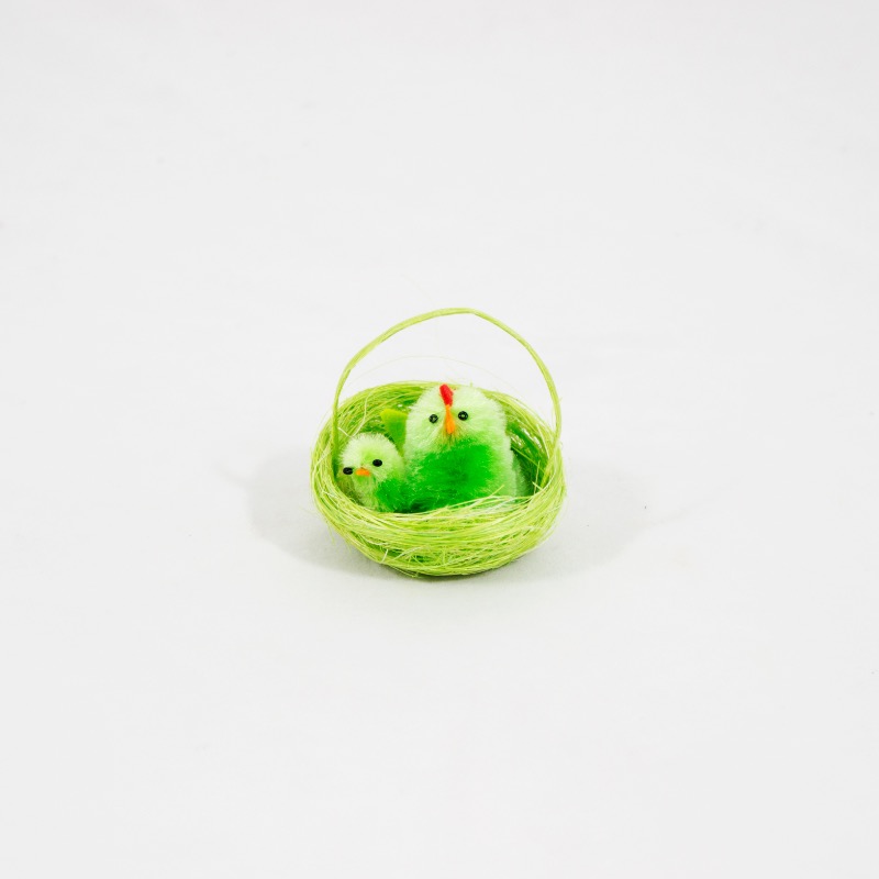 Cesta Verde com pintainhos  5cm