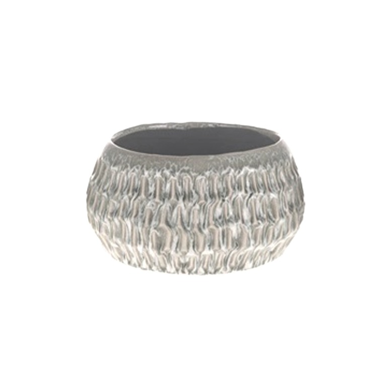 Vaso Cerâmica Redondo Cinza Claro