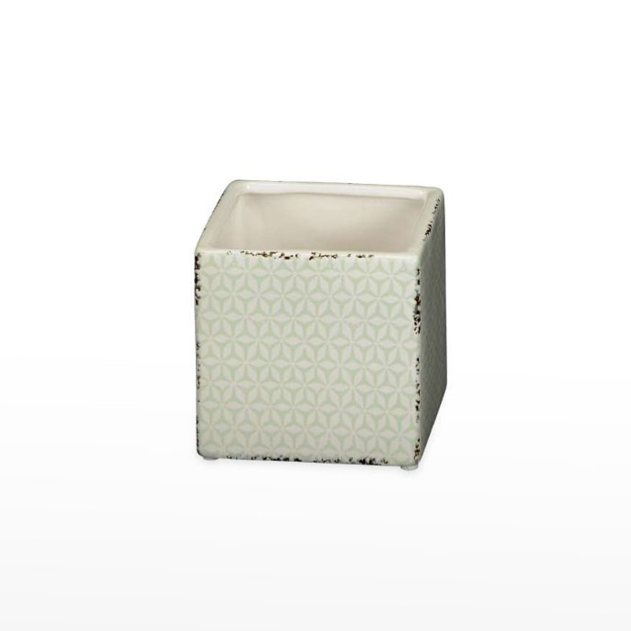 Vaso Cerâmica - Verde e Branco