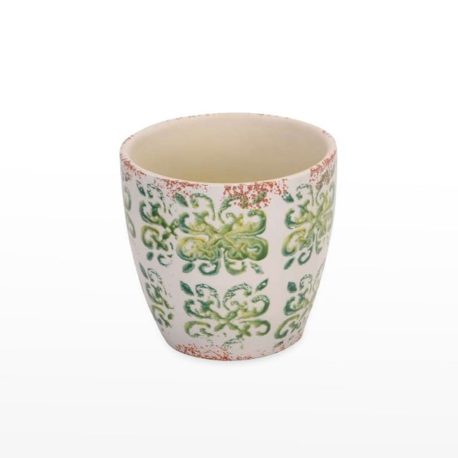 Vaso Cerâmica Motivos - Verde