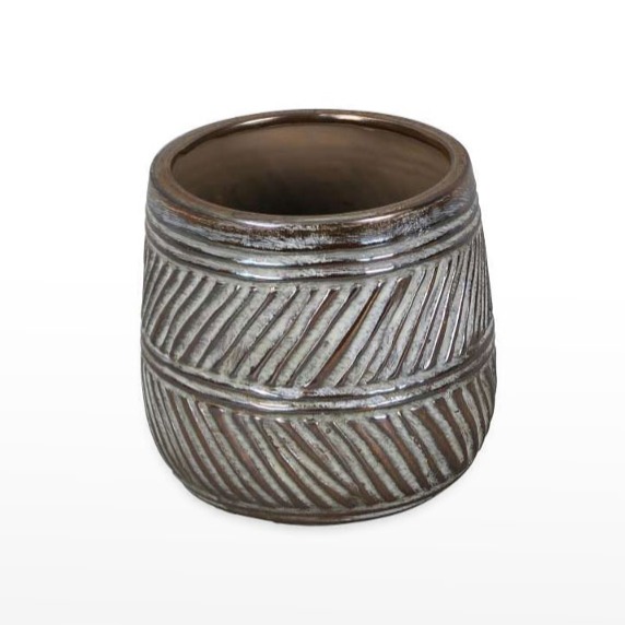 Vaso Cerâmico Biselado - Castanho