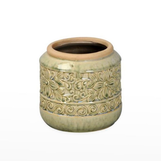 Vaso de Cerâmica Flores - Verde Menta