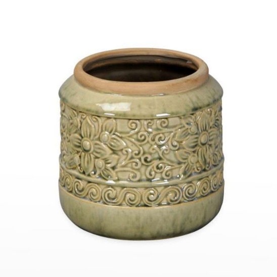 Vaso de Cerâmica Flores - Verde Menta