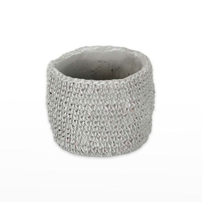 Vaso Cimento Croché - Cinza