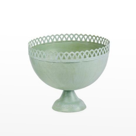 Tigela de Zinco Com Pé - Verde