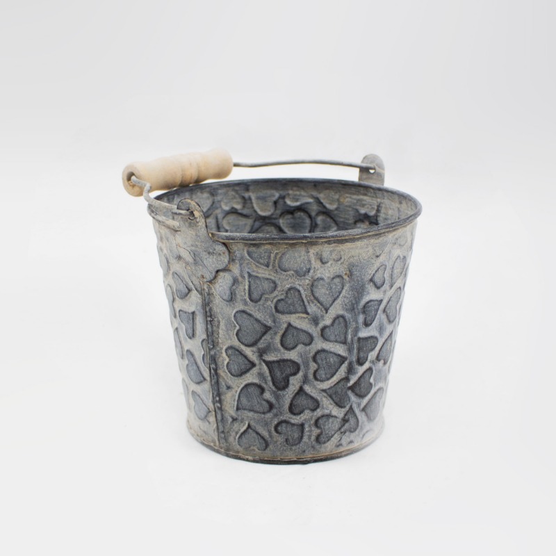 Balde em Zinco com decalque de Coração