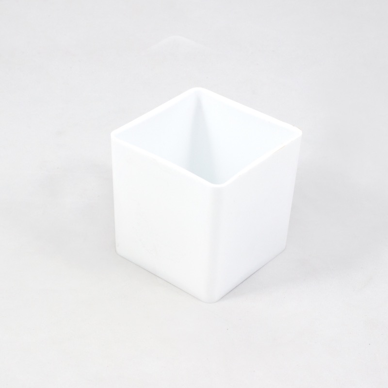 Vaso quadrado em acrilico 100x100mm  - Branco