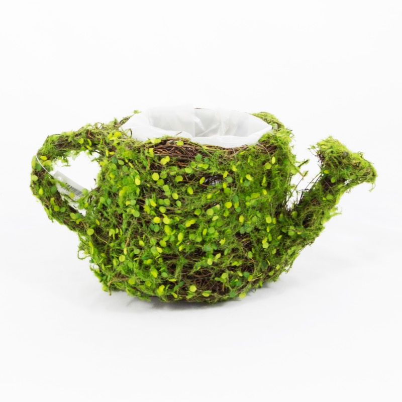 Cesto em forma de regador decorado com Musgo  - 25cm