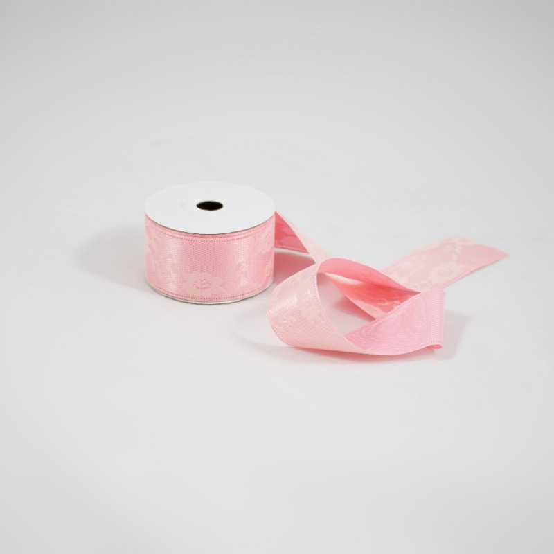 Fita Bordada 40mm  - Rosa