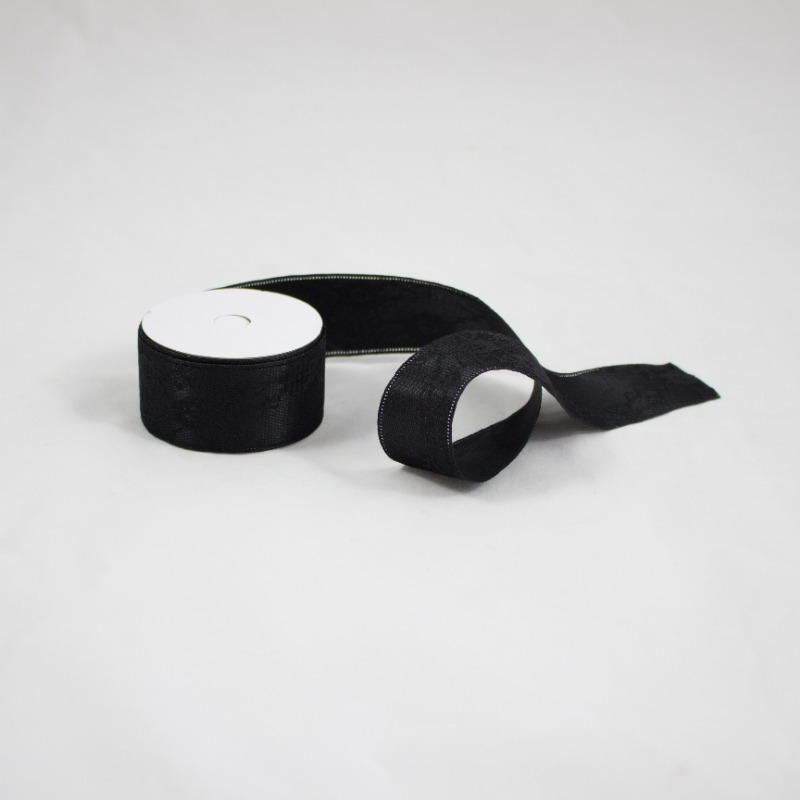 Fita Bordada 40mm  - Preto