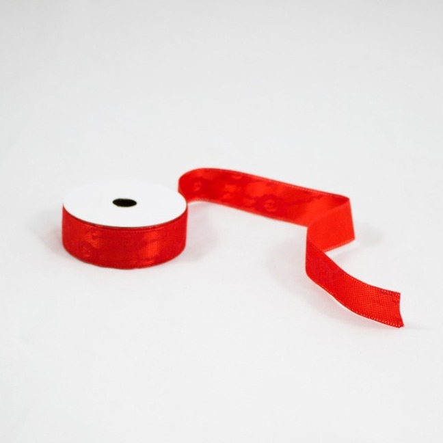 Fita Bordada 25mm  - Vermelho