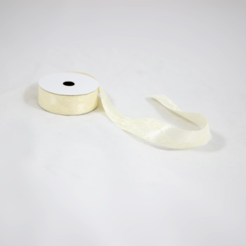 Fita Bordada 25mm  - Creme