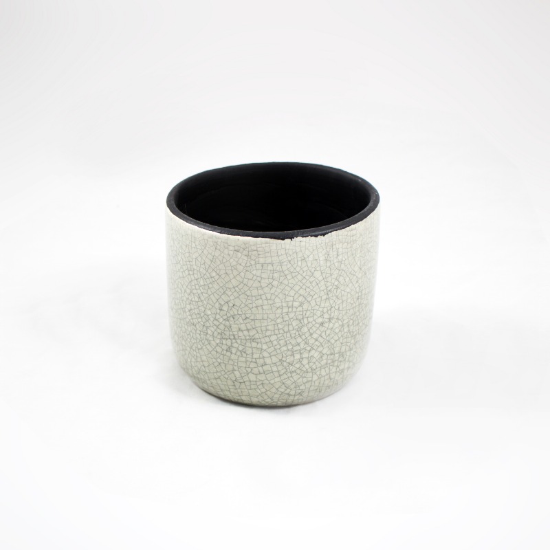 Vaso Cer&acirc;mica Crackle - Cinza  - B